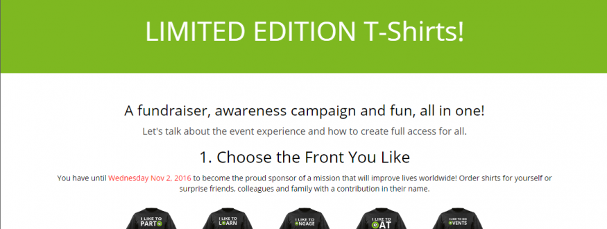 T shirt fundraiser screenshot.